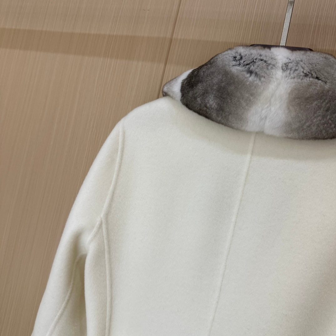Loro Piana Cashmere Wrap Coat with Fur Collar