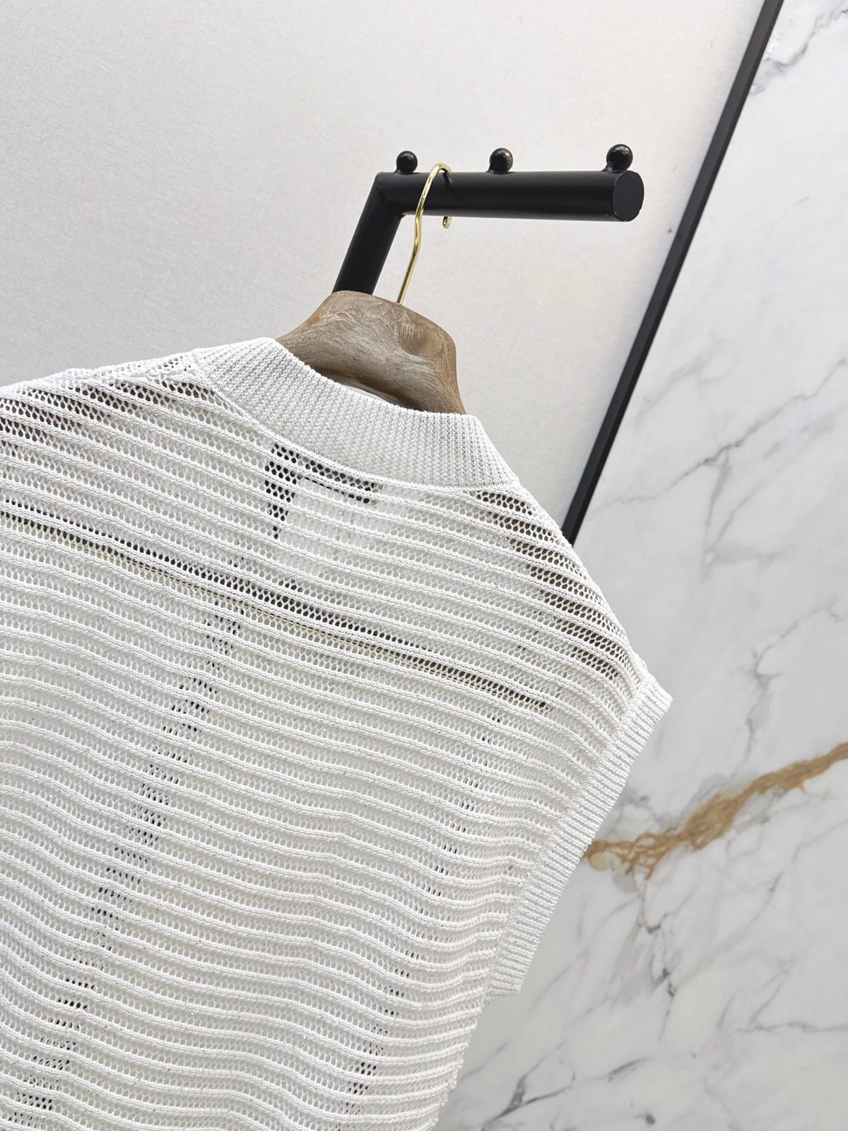 Knit Open-Stitch Zip-Up Vest