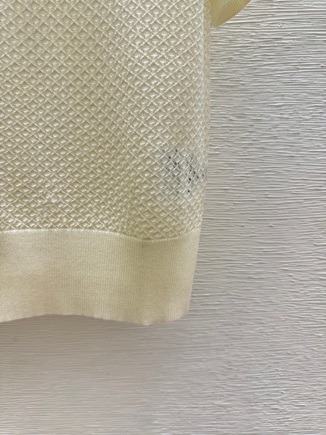 Cream Textured Knit Crewneck Sweater