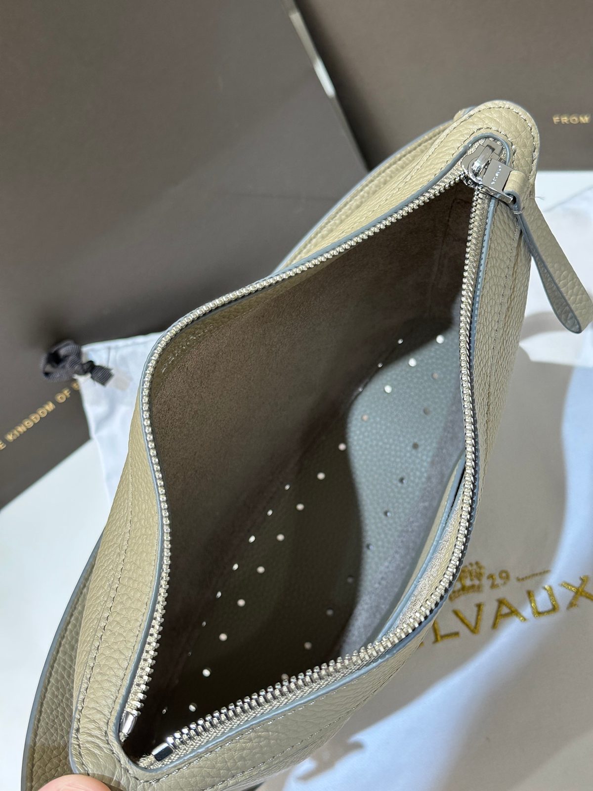 Delvaux Leather Zip Wallet Taupe