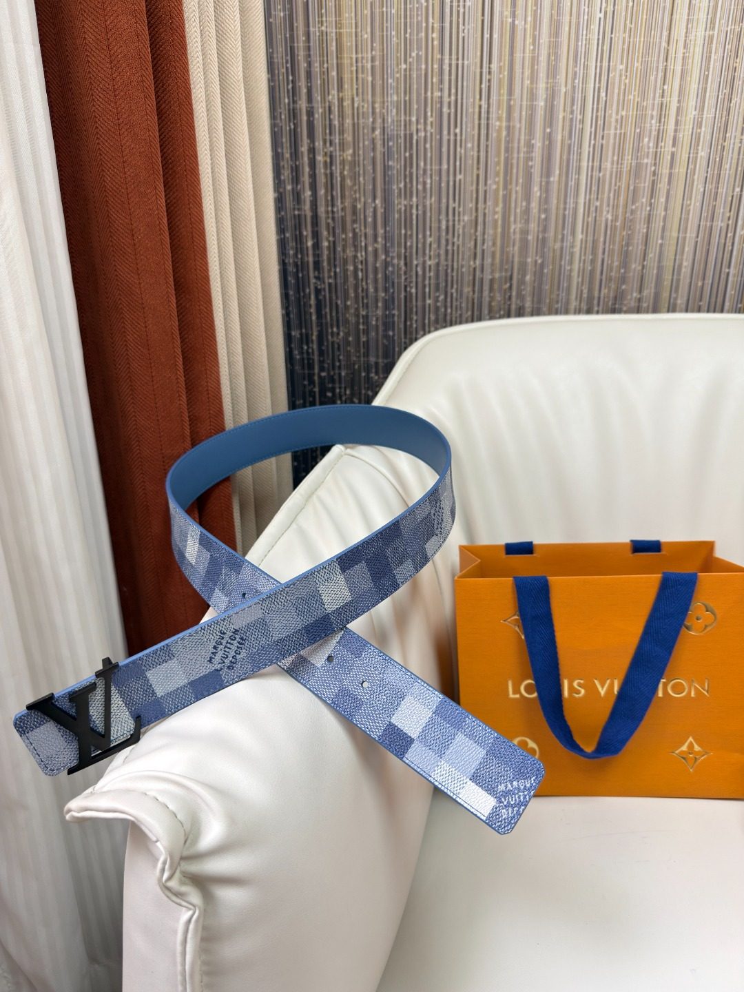 Louis Vuitton Damier Azur Leather Belt