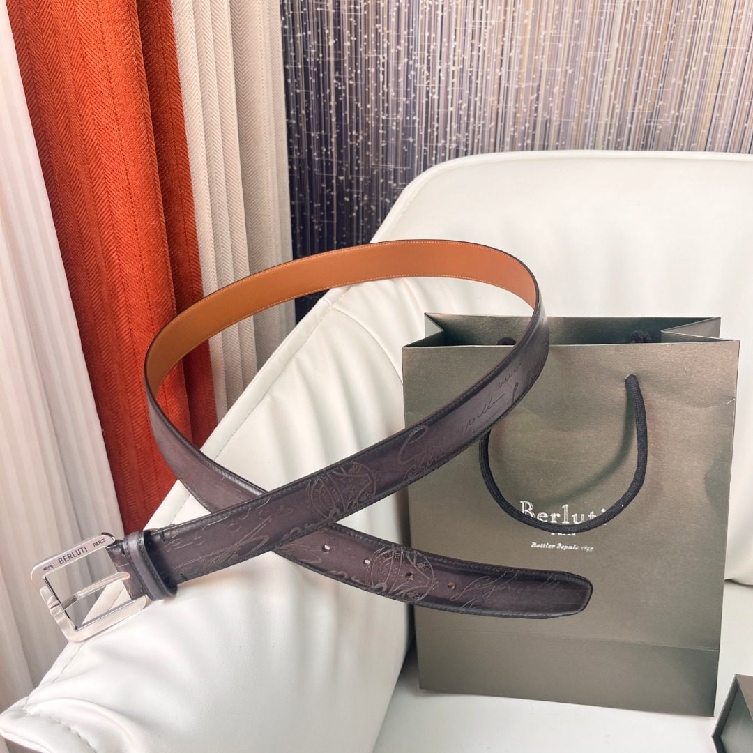 Berluti Embossed Leather Belt