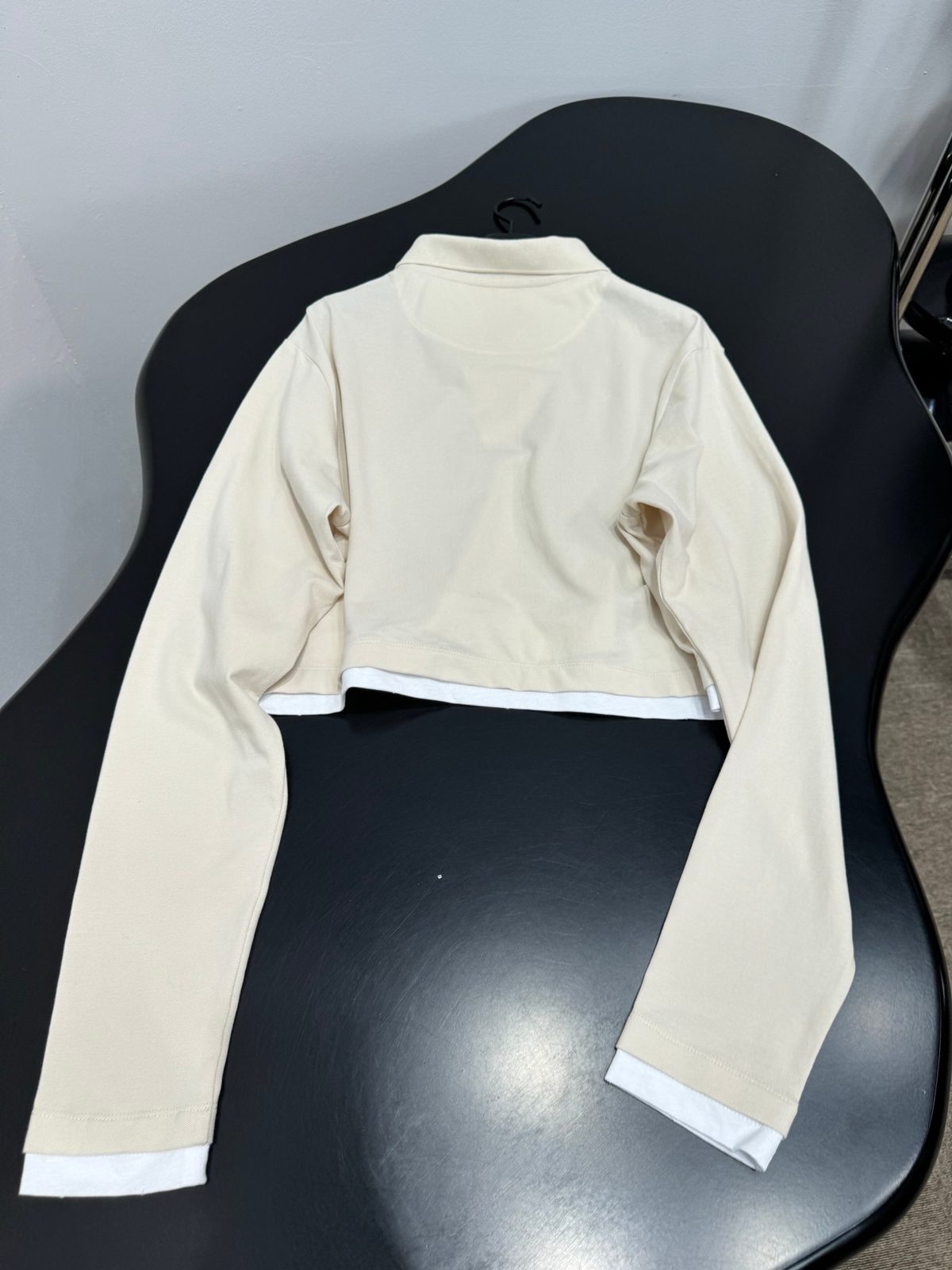 Cream Wool Cropped Jacket with White Trim