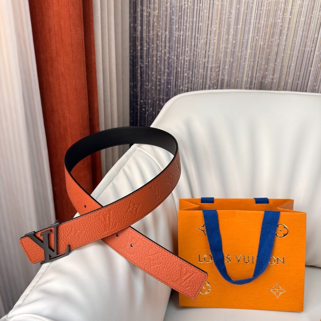Louis Vuitton Monogram Leather Belt Orange