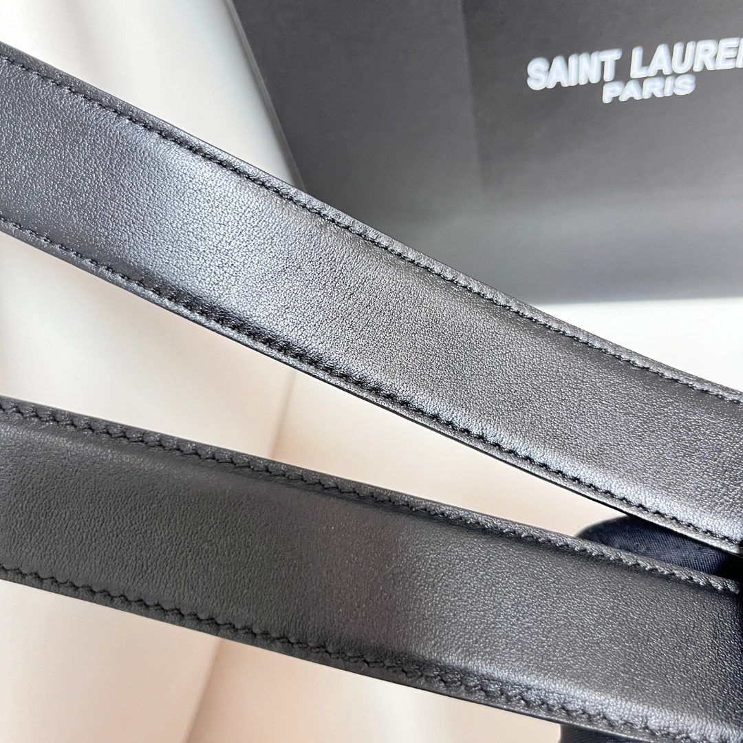 Saint Laurent Paris Leather Belt with YSL Buckle
