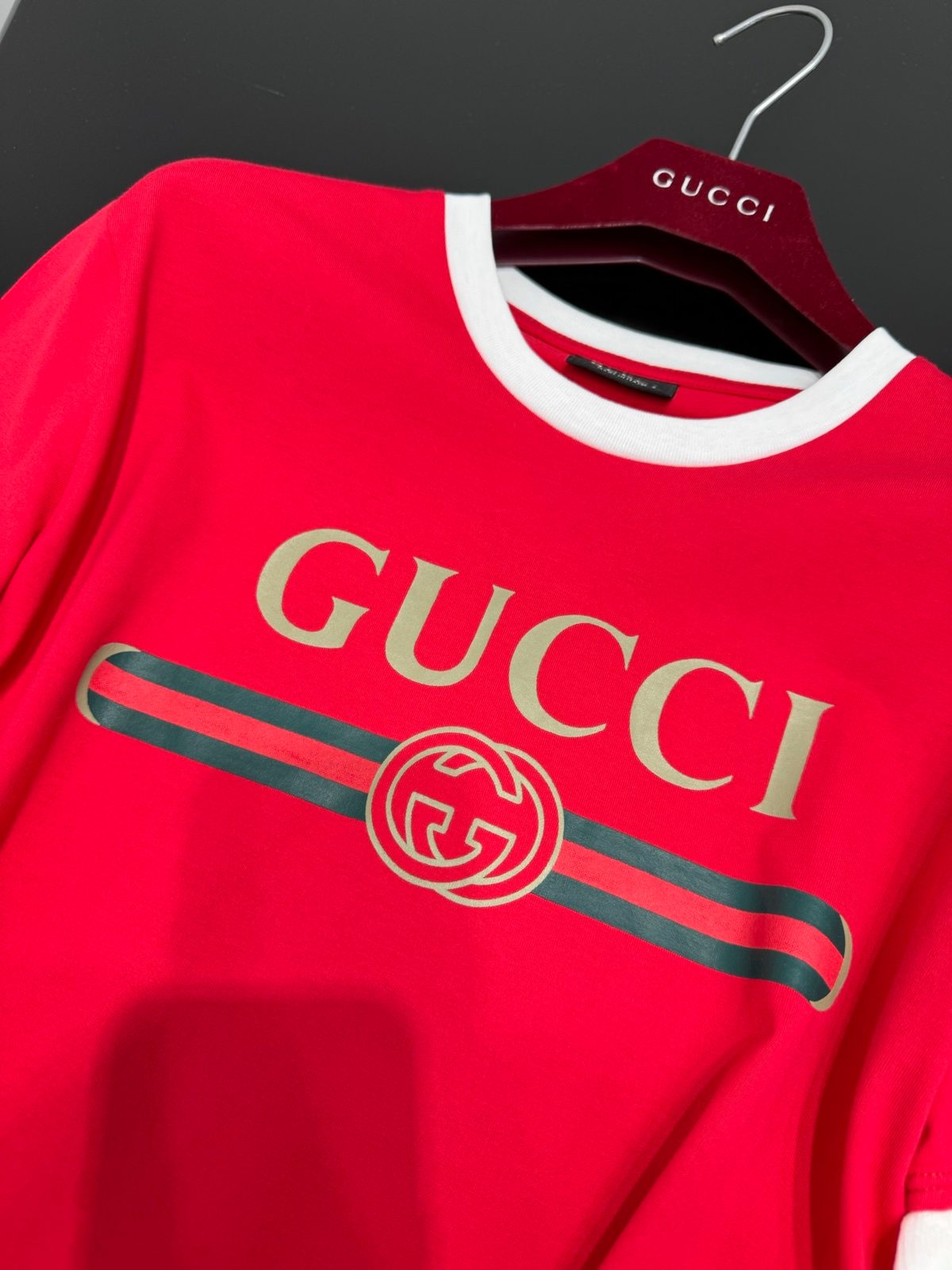 Gucci GG Stripe Logo T-Shirt Red