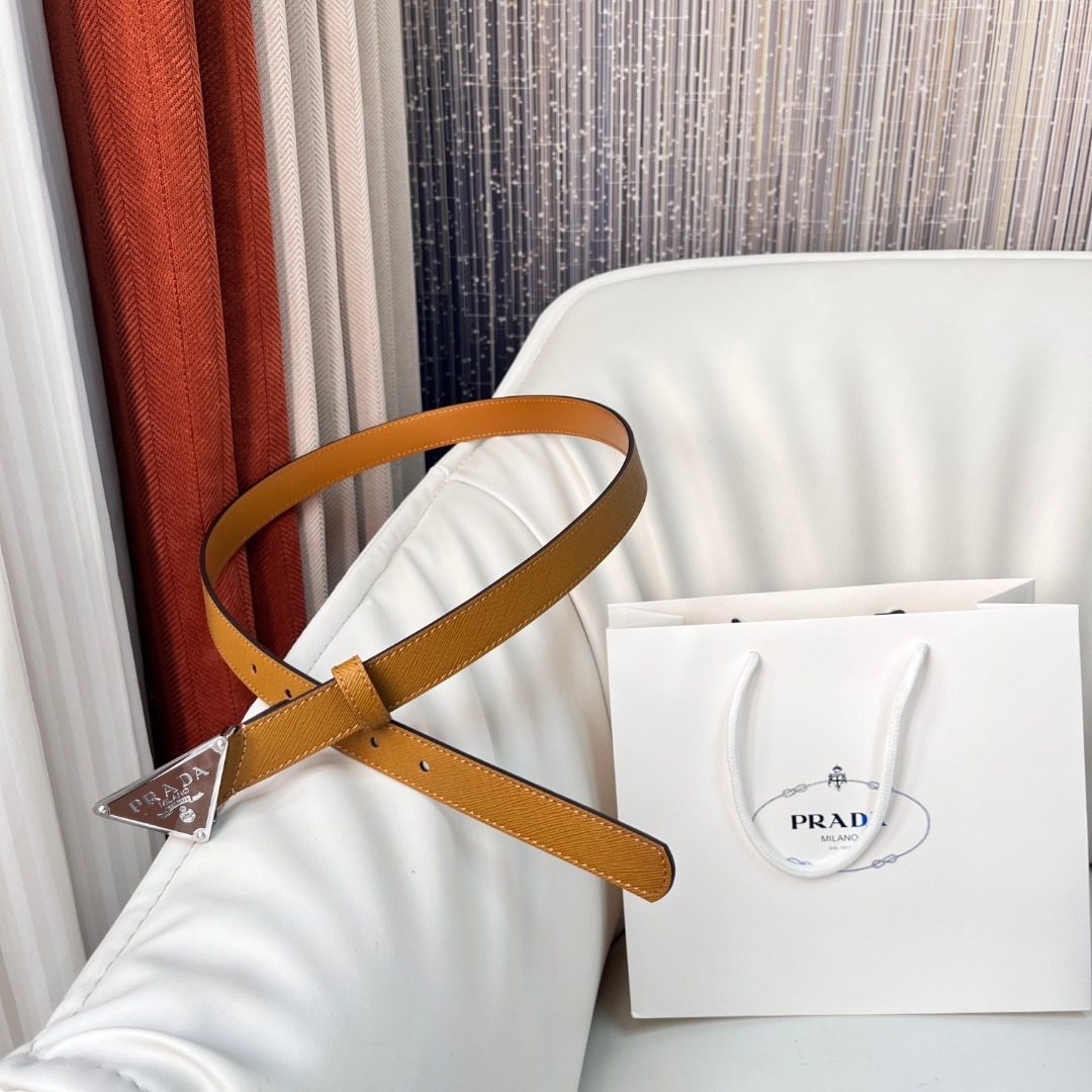 Prada Saffiano Leather Belt Caramel