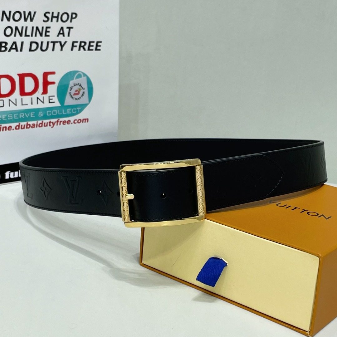 Louis Vuitton Monogram Leather Belt Gold Buckle