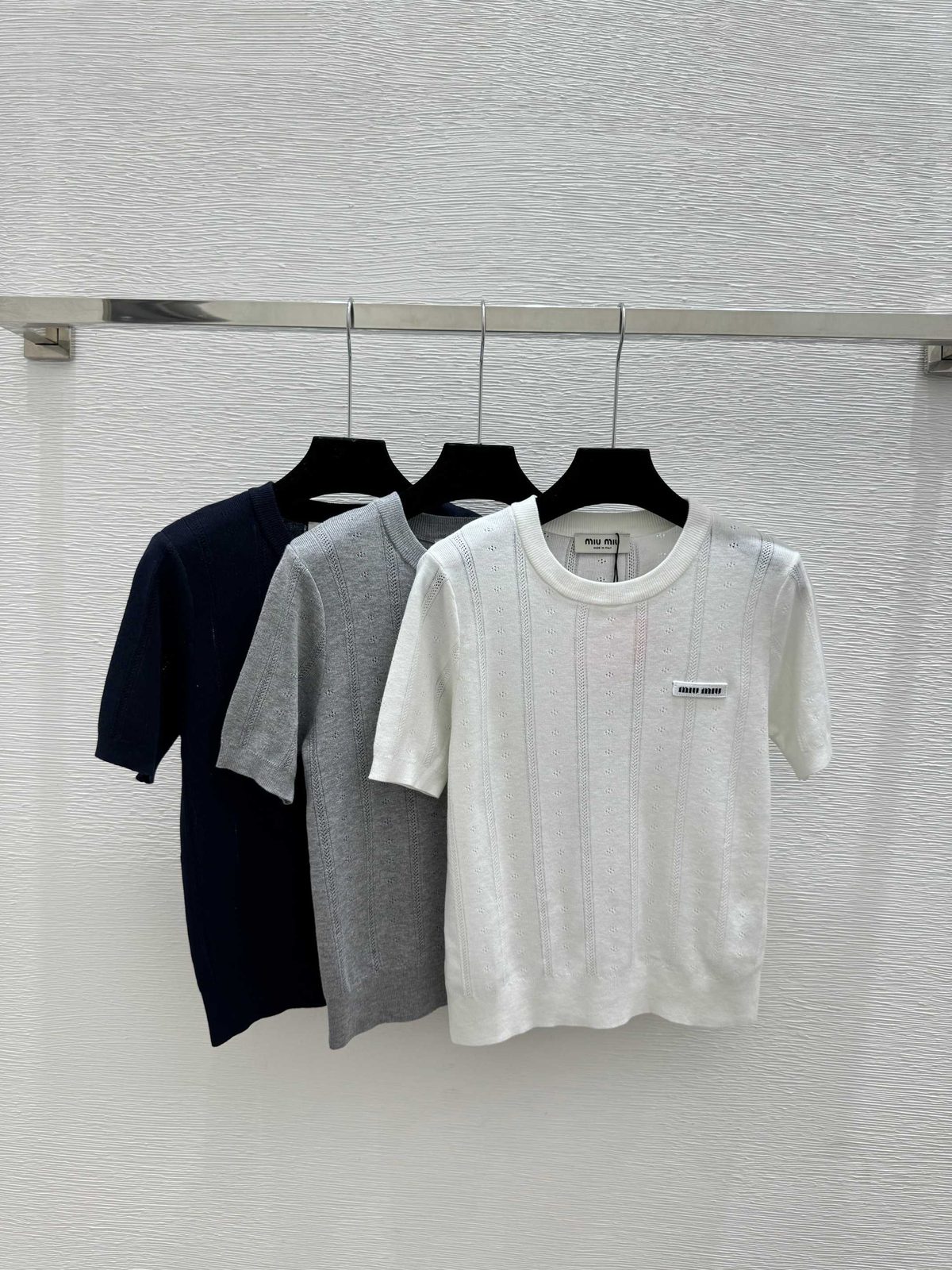 Miu Miu Cable Knit Crewneck T-Shirt