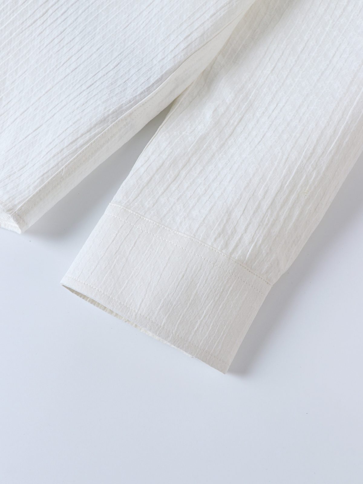 White Ribbed Cotton Button-Up Shirt