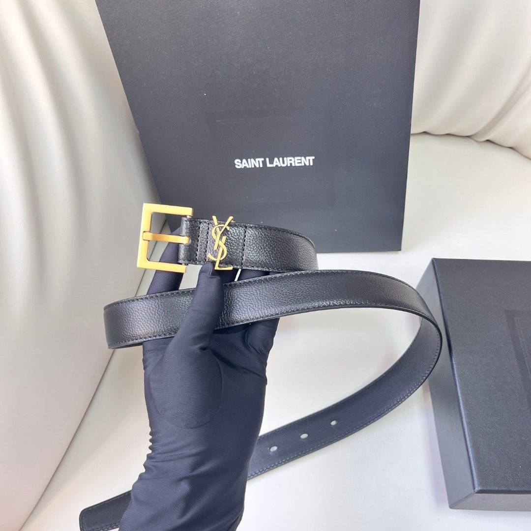 Saint Laurent YSL Leather Belt Black