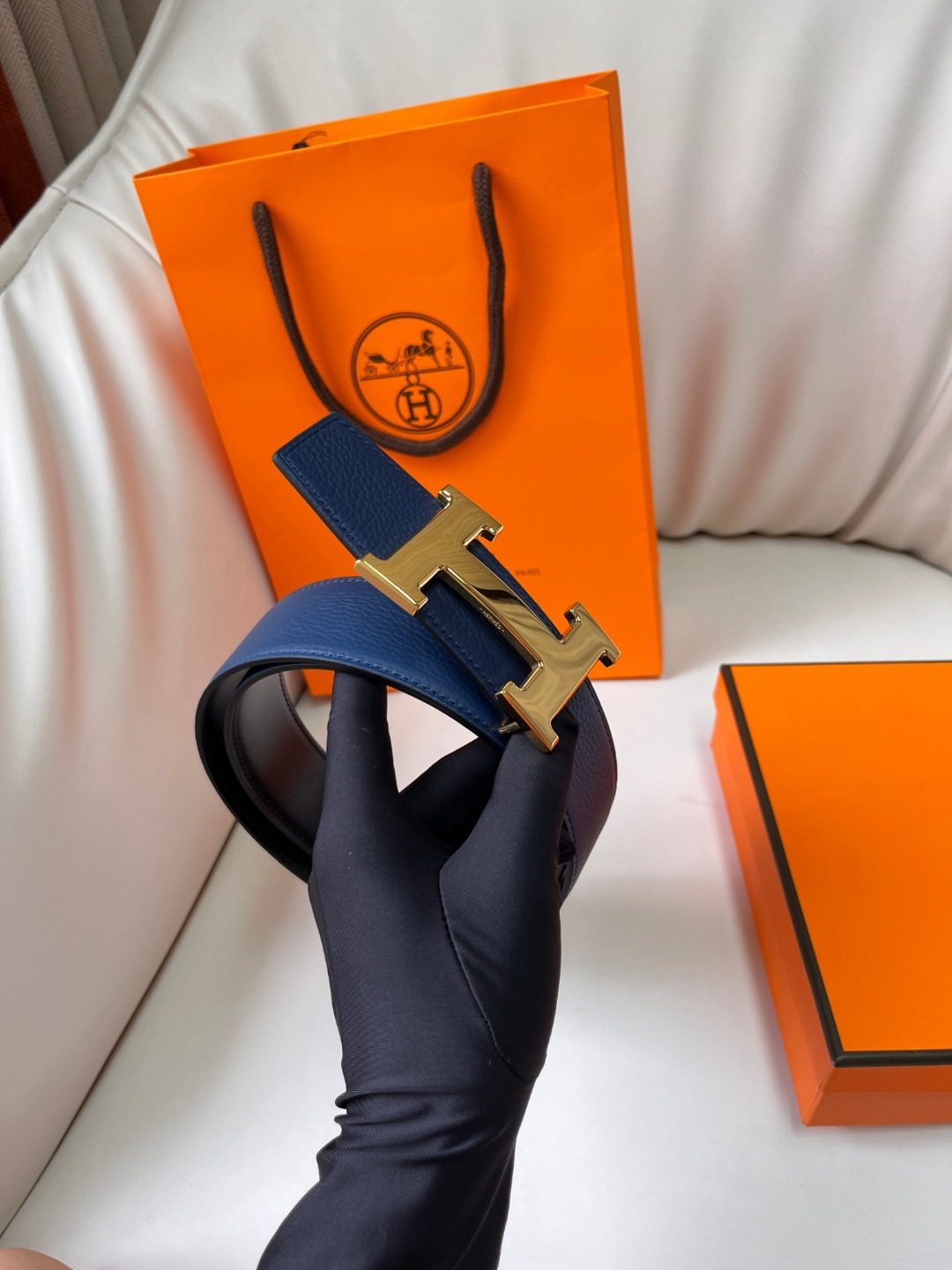 Hermès Reversible H-Buckle Leather Belt