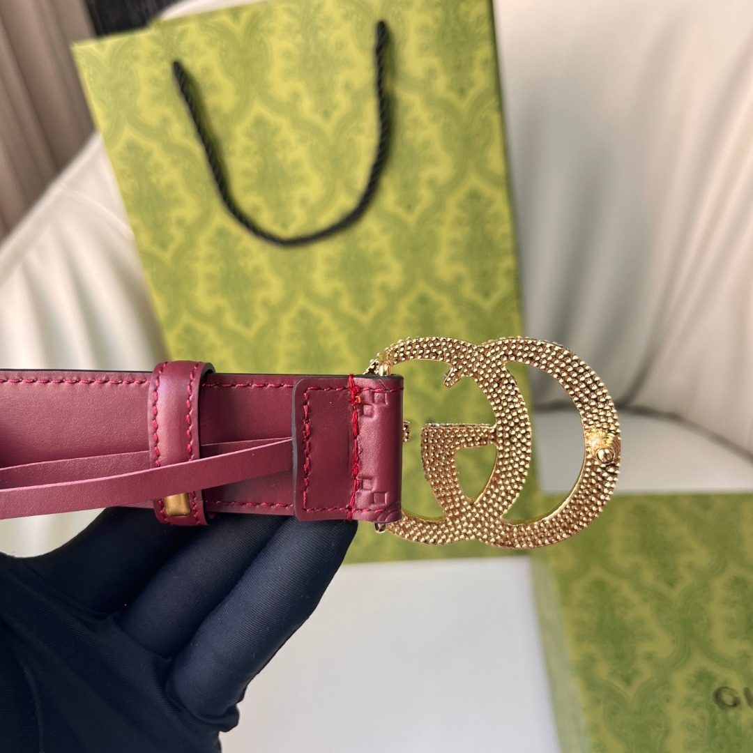 Gucci GG Marmont Leather Belt Burgundy