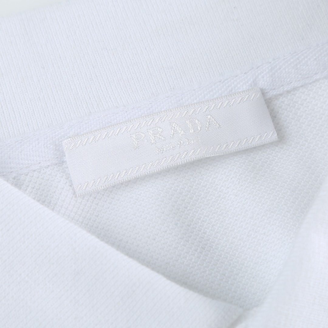 Prada Logo Embroidered Black Polo Shirt