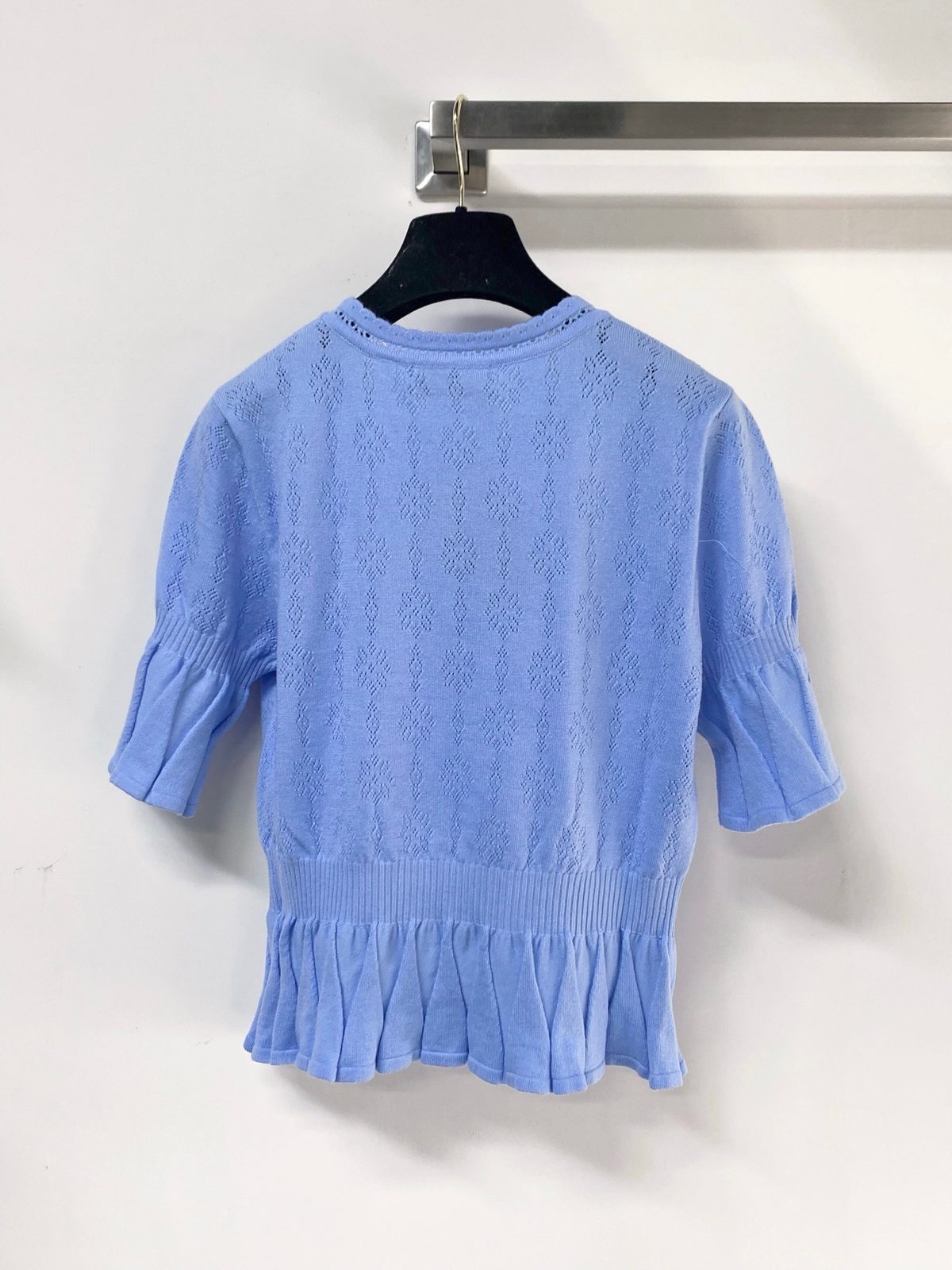 Miu Miu Cashmere Blend Ruffle Hem Sweater