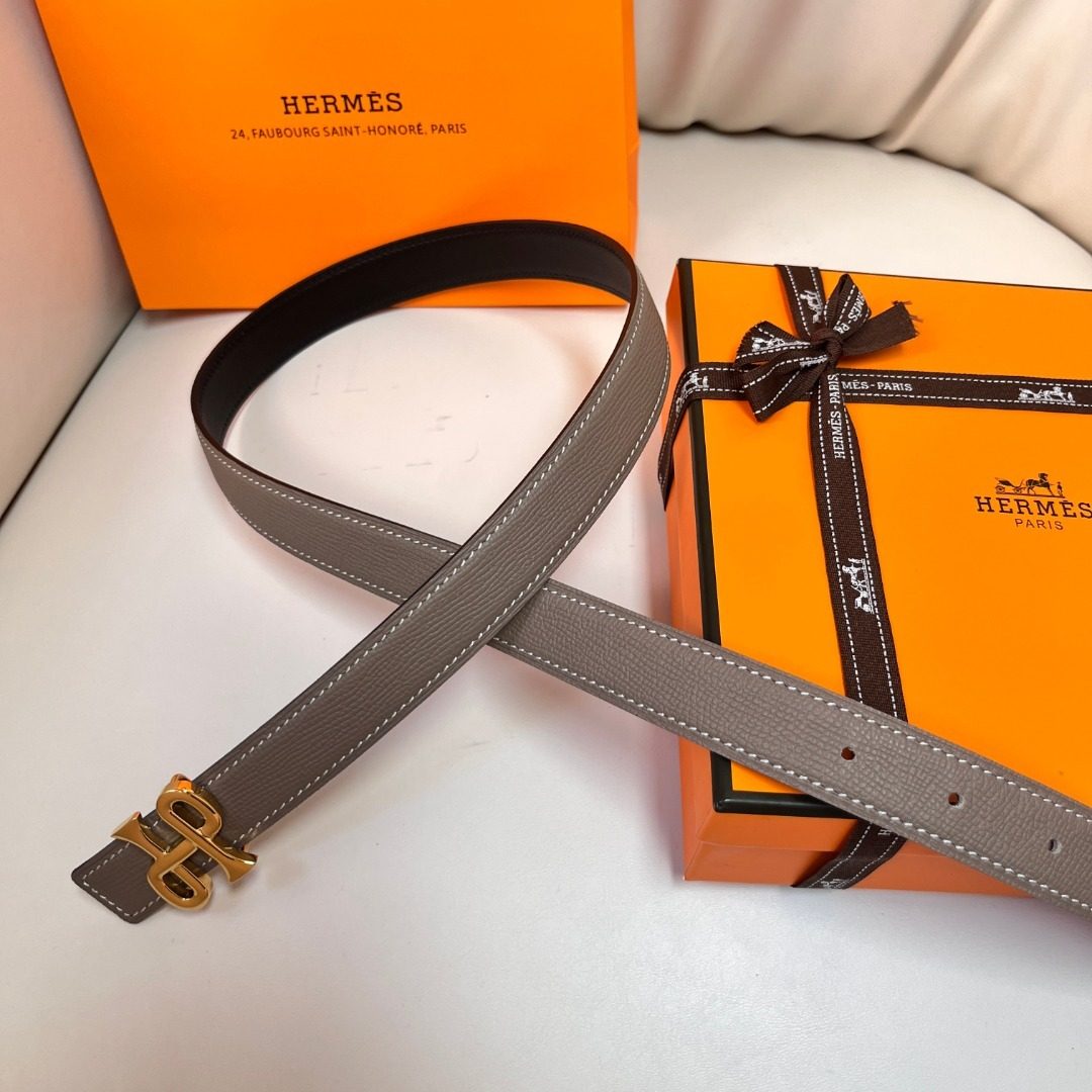 Hermès Epsom Leather Belt with Gold Buckle