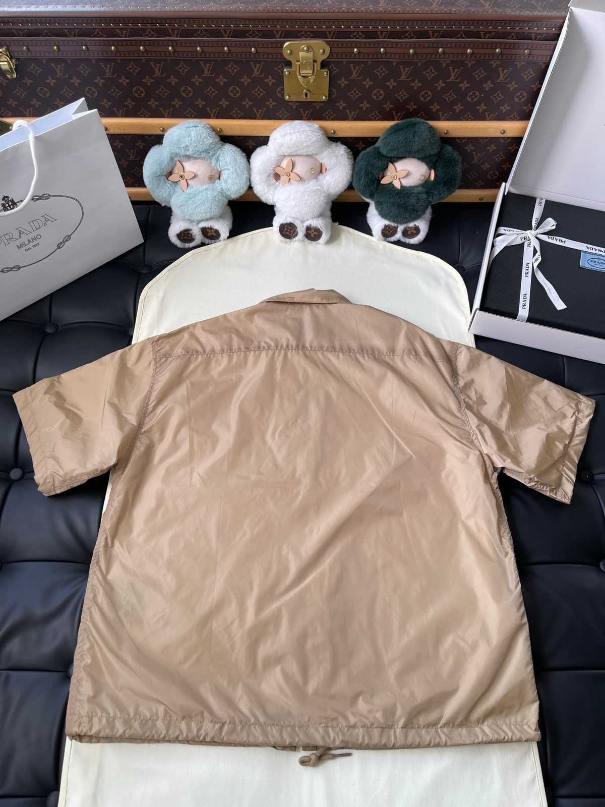 Prada Nylon Puffer Jacket Beige