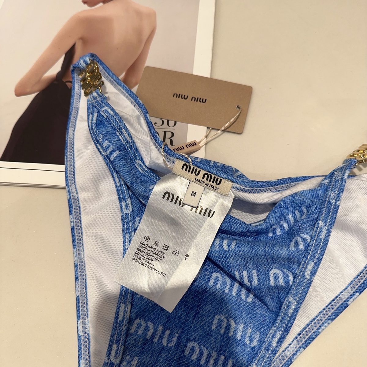 Miu Miu Denim Monogram Bikini Brief