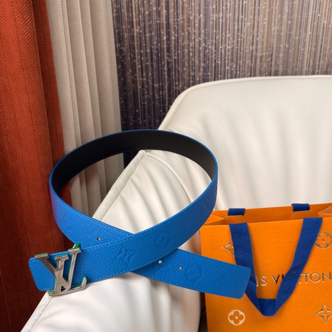 Louis Vuitton LV Initiales Blue Leather Belt