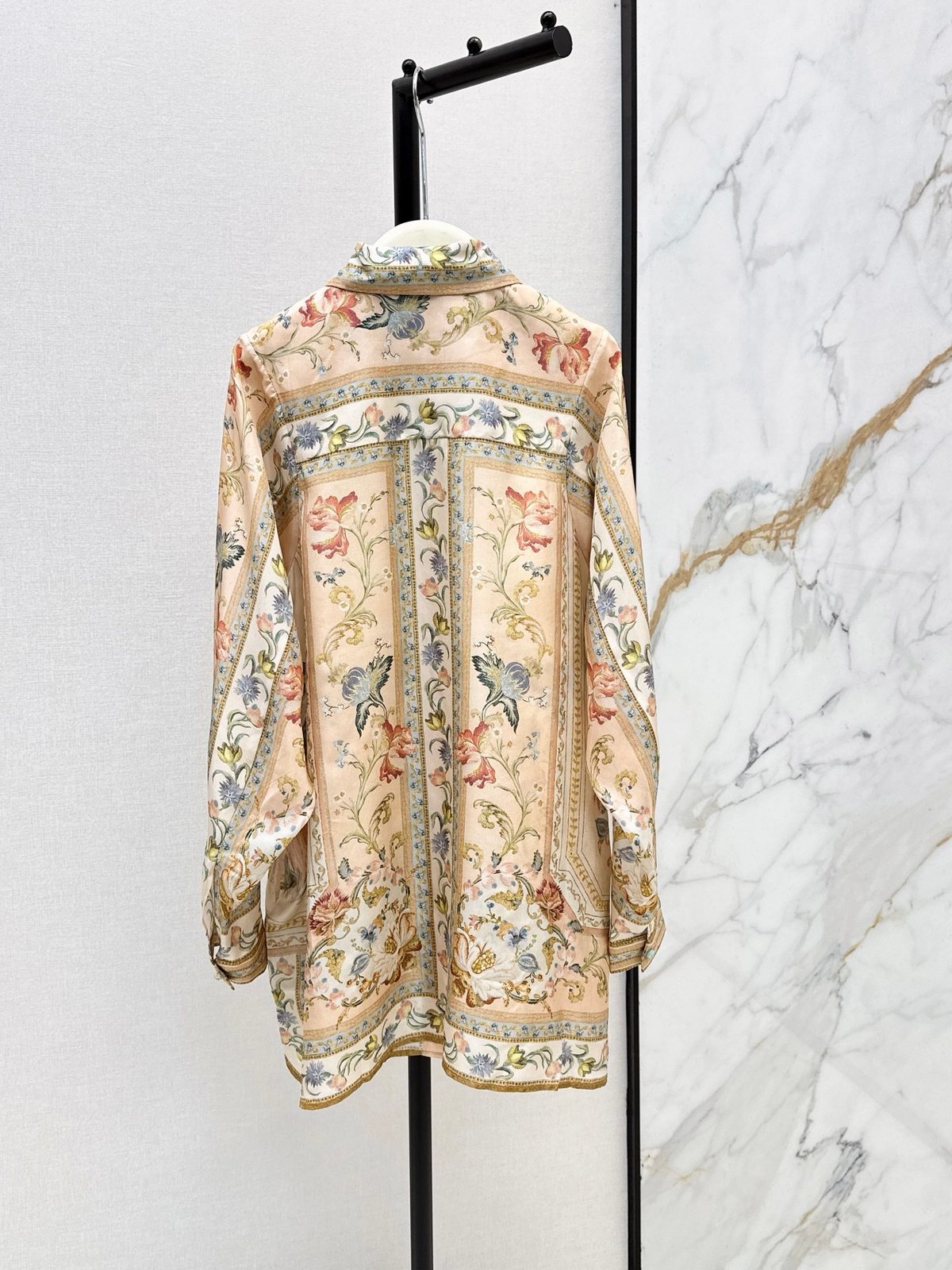 Floral Embroidered Silk Baroque Shirt