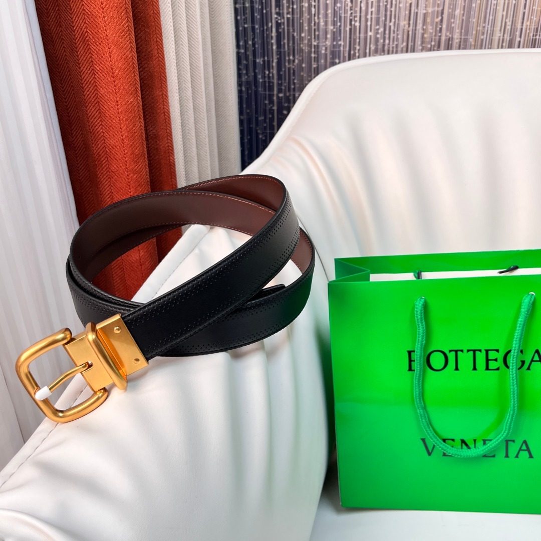 Bottega Veneta Intrecciato Leather Belt Gold
