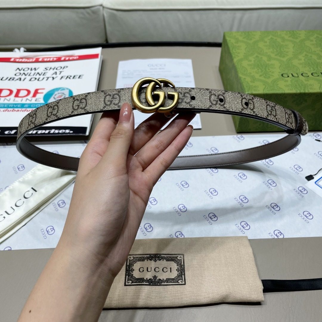 Gucci GG Marmont Leather Belt with Gold Buckle