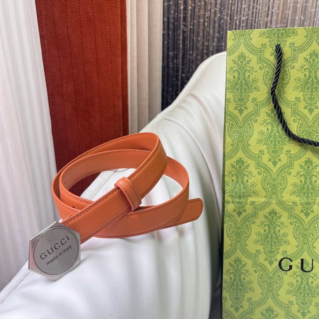 Gucci Leather Belt with Octagonal Buckle