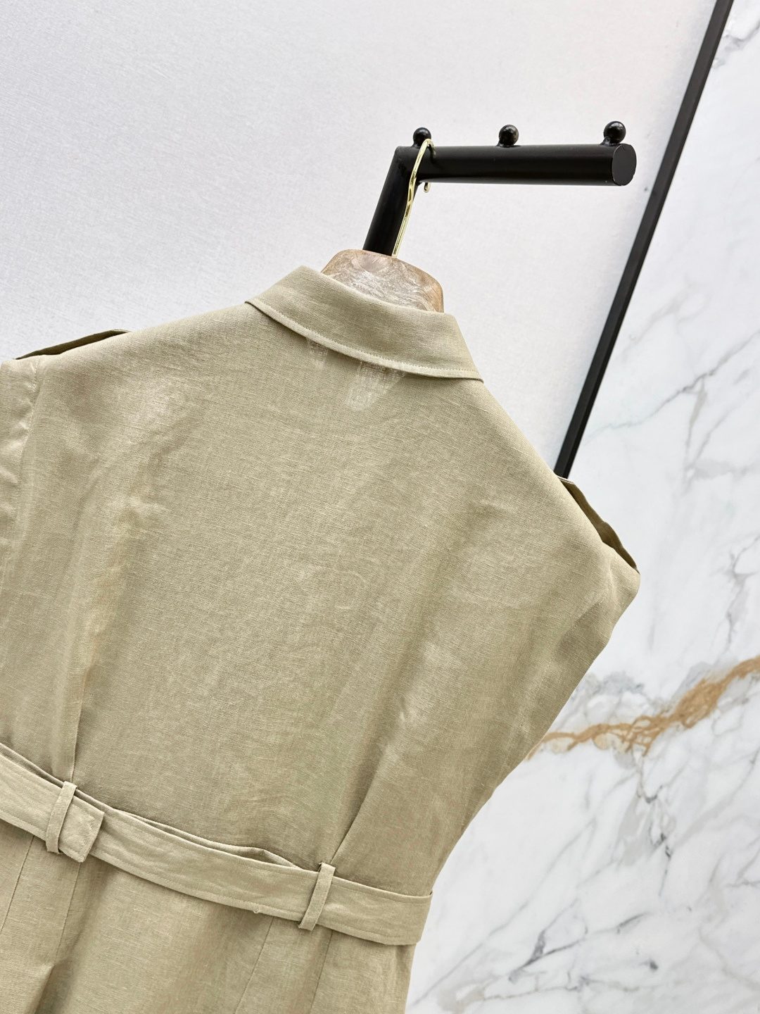 Sleeveless Linen Shirt Dress with Belt