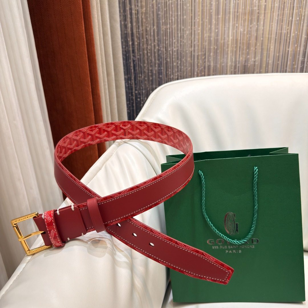 Goyard Leather Belt with Gold Buckle
