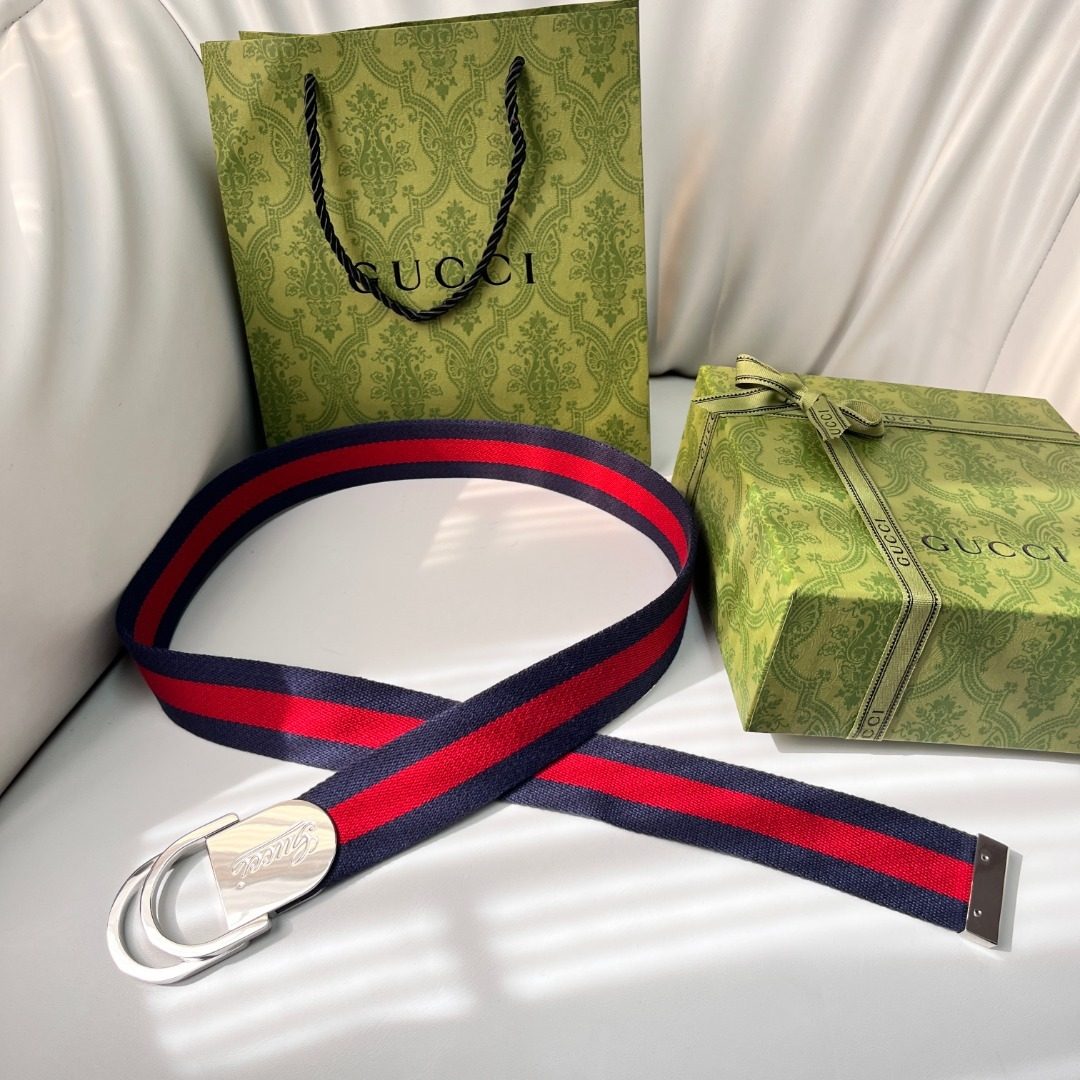 Gucci Web Stripe Canvas Belt
