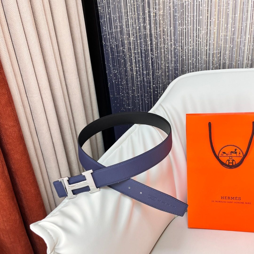 Hermès Reversible Leather Belt with H Buckle