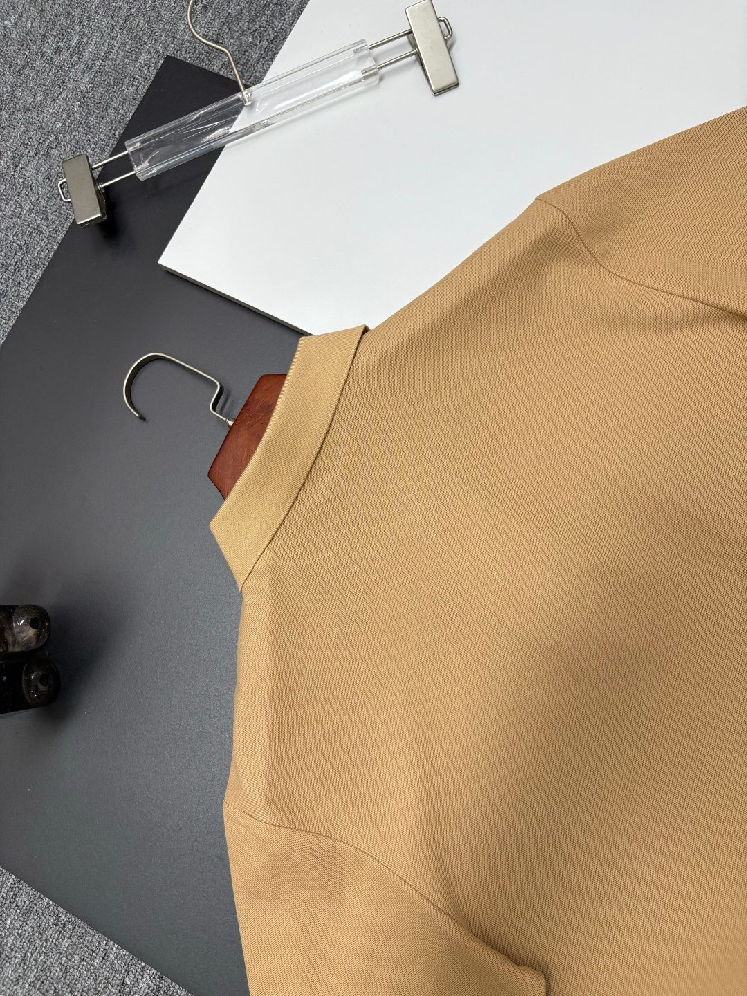 Camel Polo Shirt with Wooden Hanger
