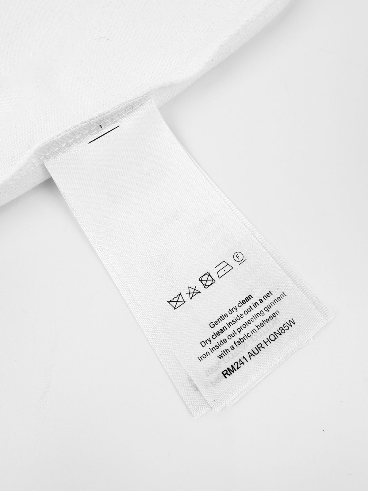 White Cotton Care Label with Laundry Instructions