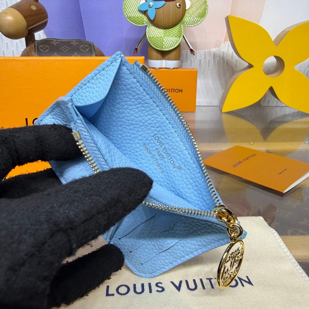 Louis Vuitton Calfskin Zip Wallet Charm Light Blue