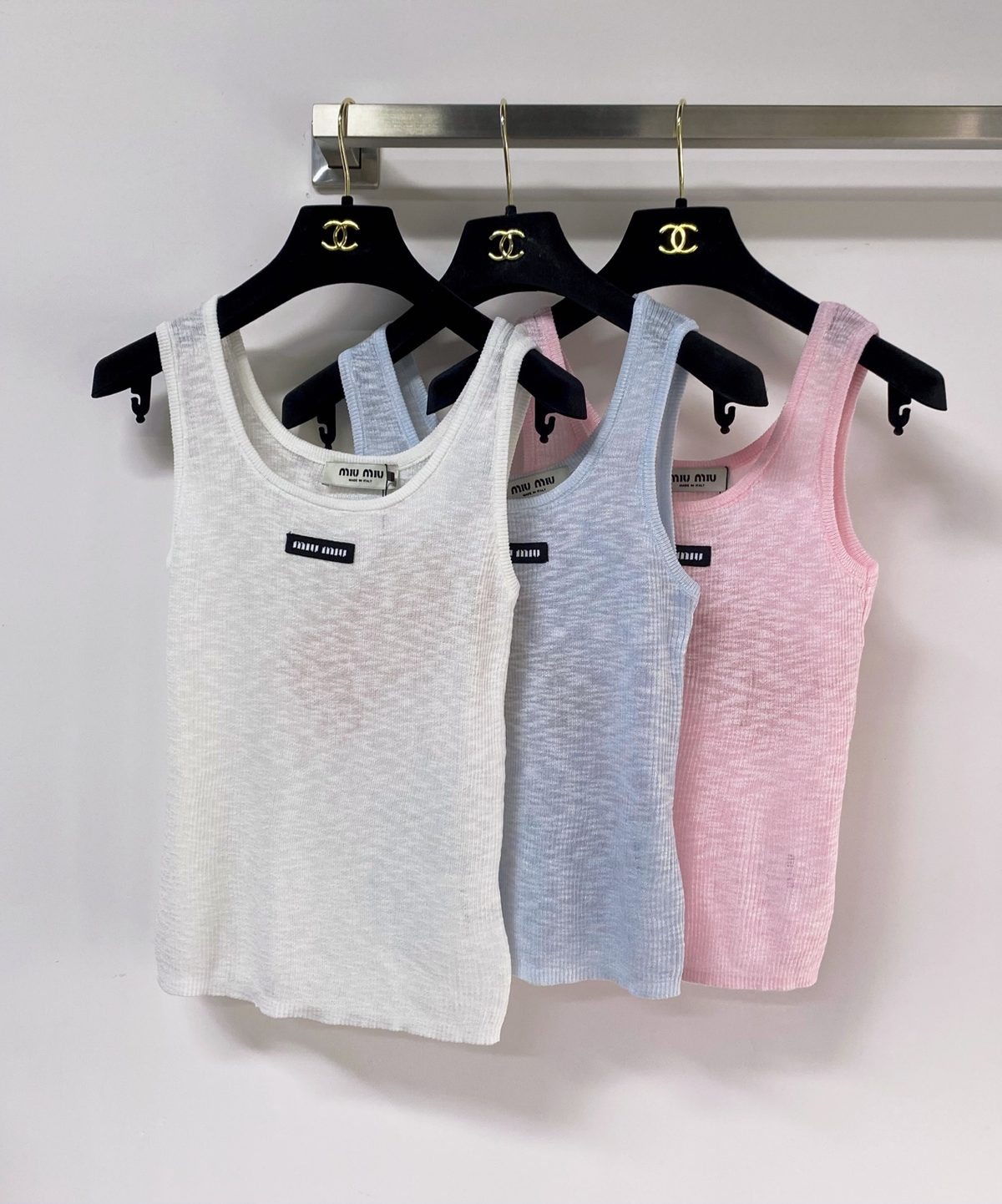 Miu Miu Ribbed Tank Top Three-Pack