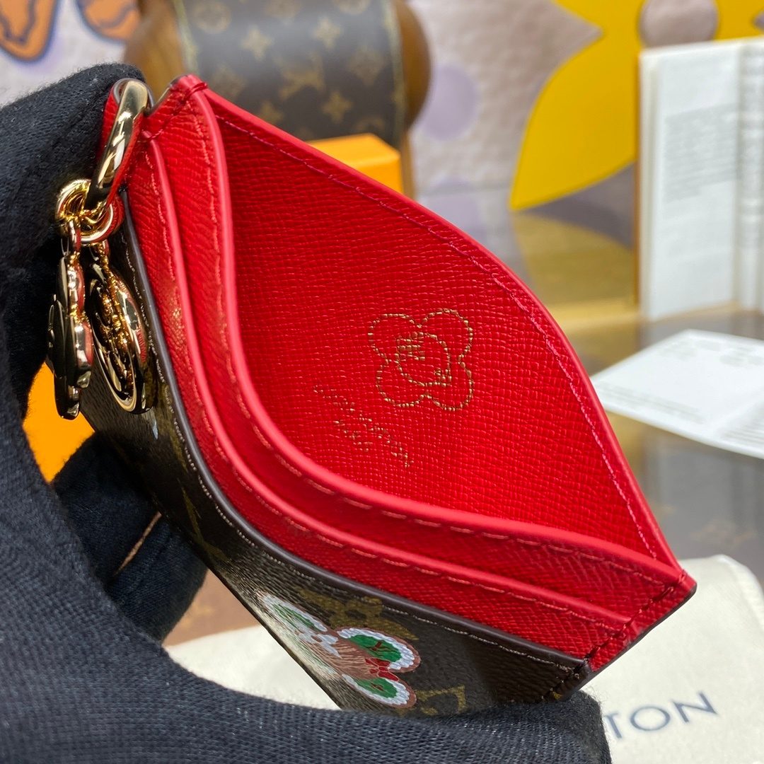 Louis Vuitton Monogram Red Leather Coin Pouch