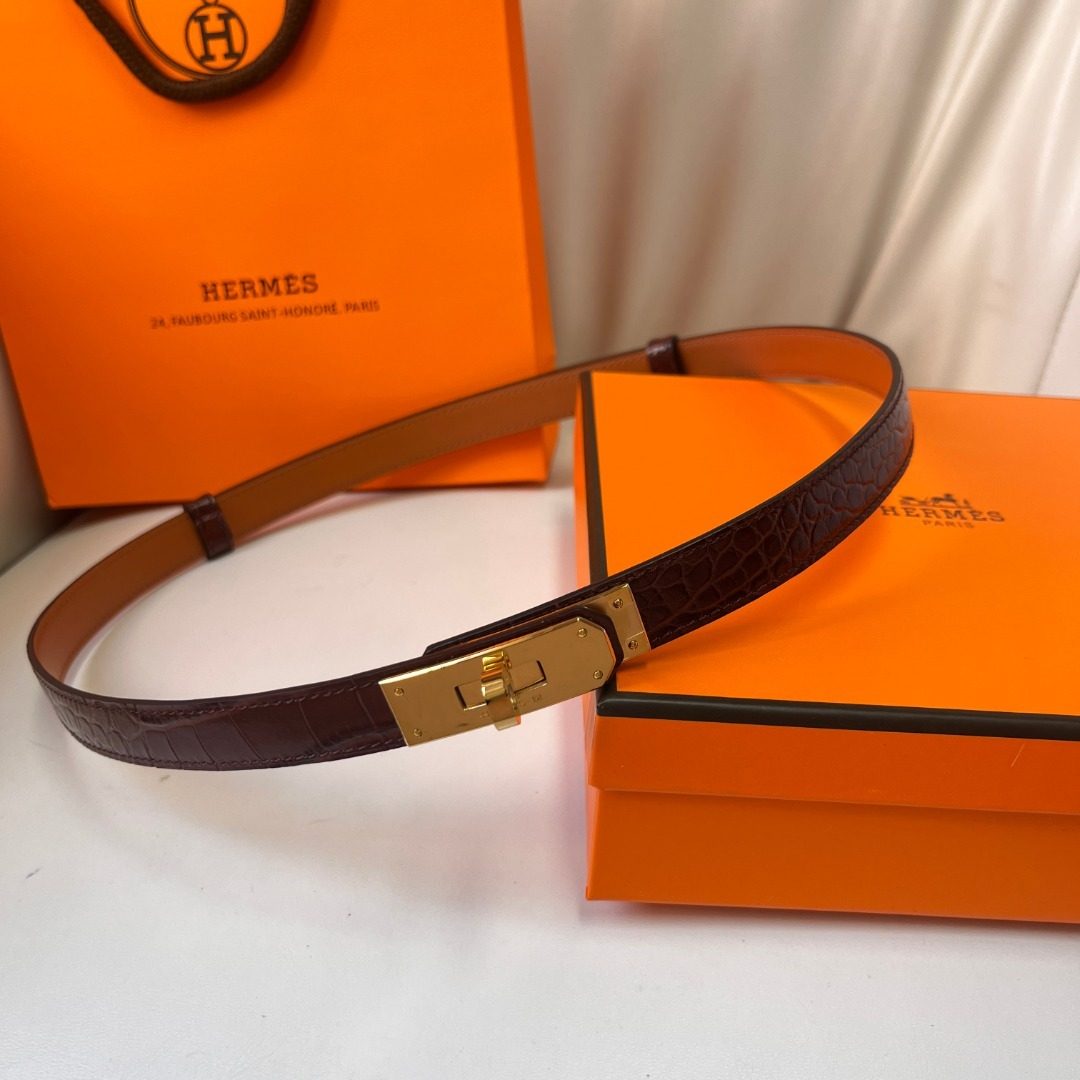 Hermès Crocodile Leather Reversible Belt