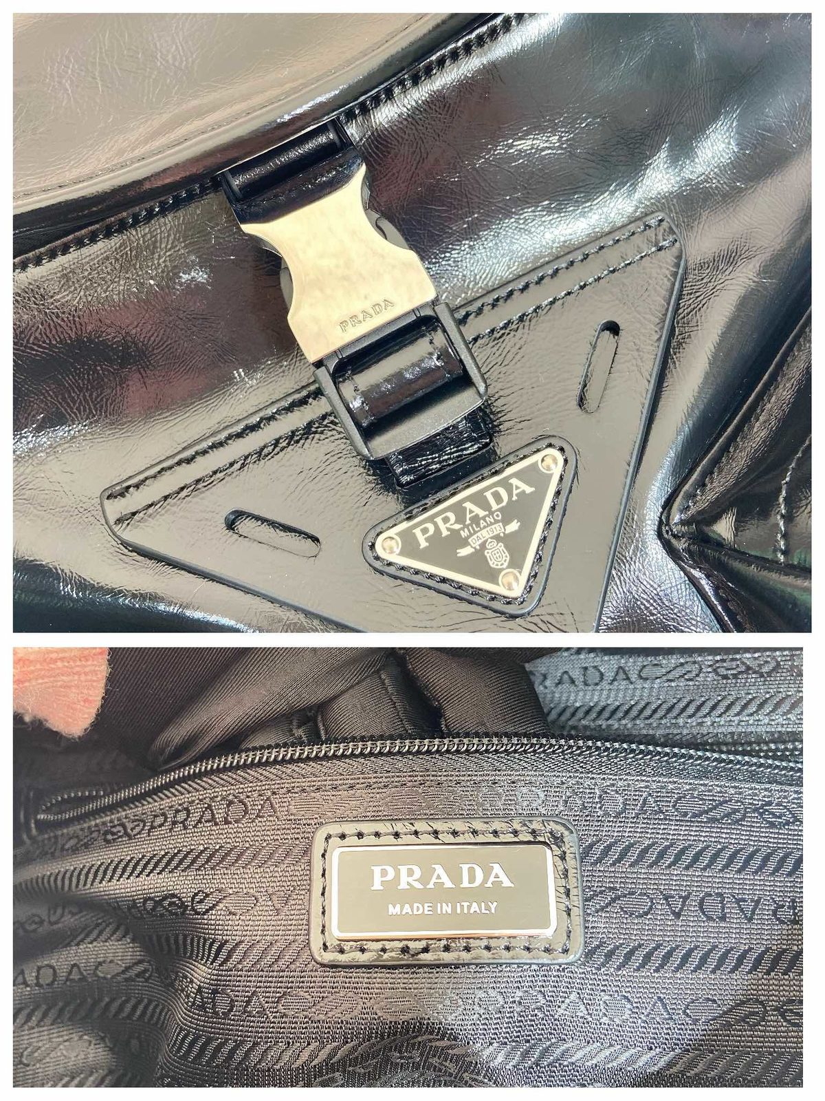 Prada Black Patent Leather Shoulder Bag