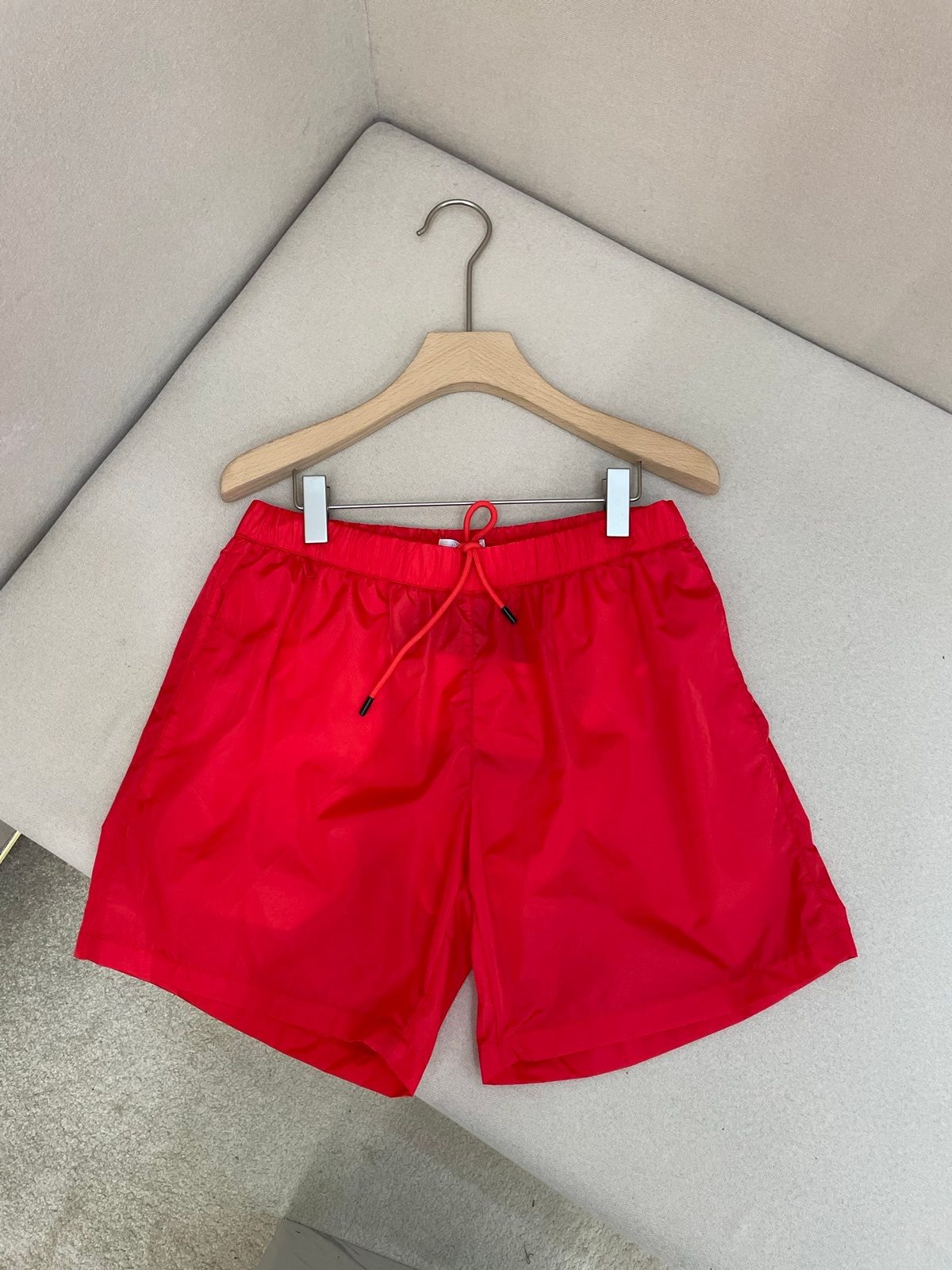 Prada Triangle Logo Nylon Shorts Red