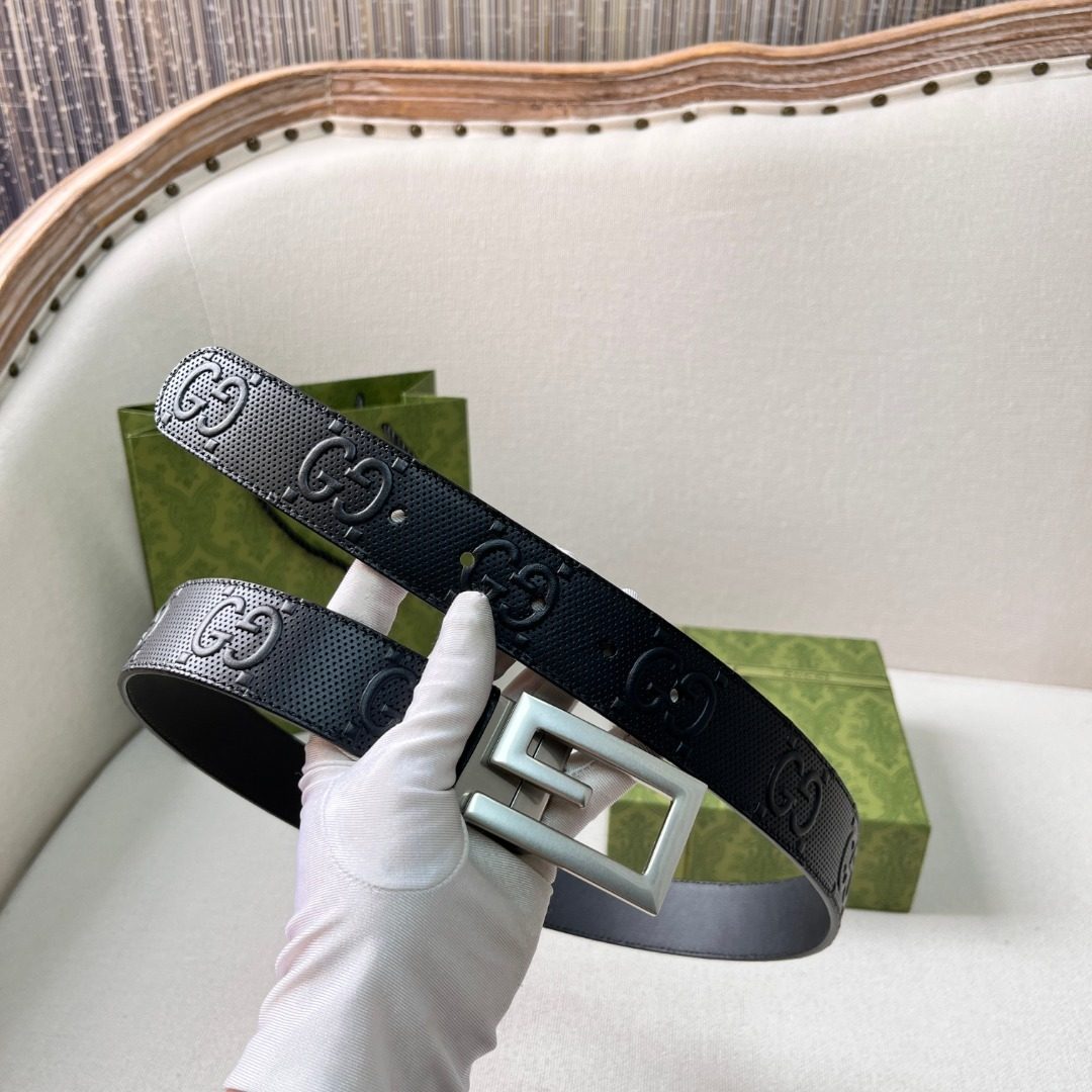 Gucci GG Canvas Leather Belt