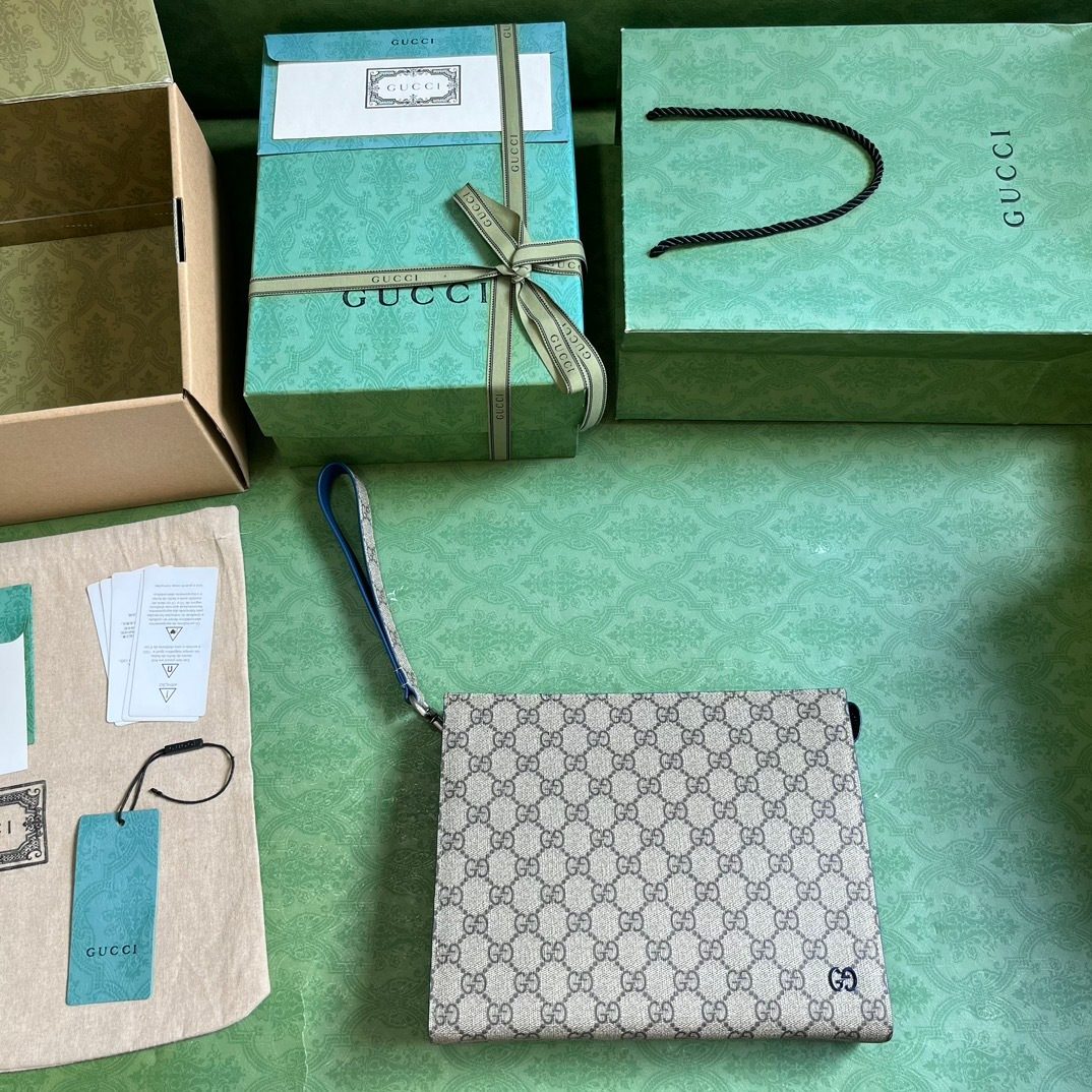 Gucci GG Supreme Canvas Wristlet Clutch