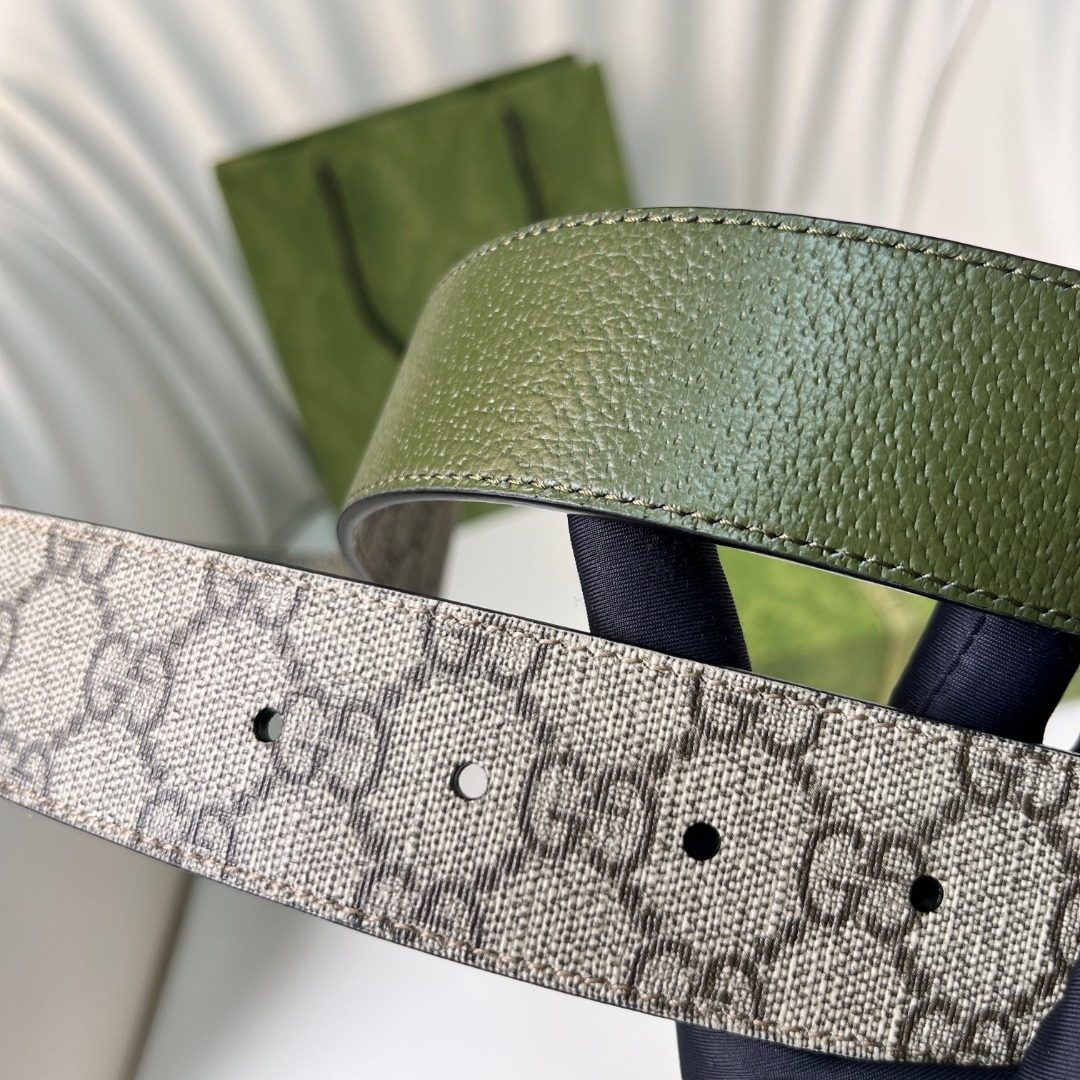 Gucci GG Monogram Canvas Leather Belt