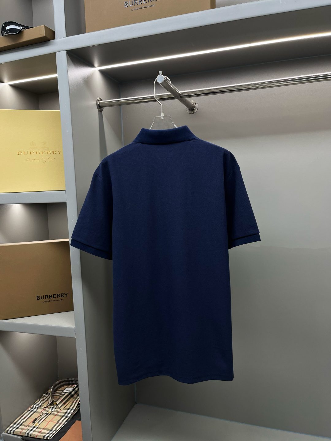 Burberry Striped Collar Navy Polo Shirt