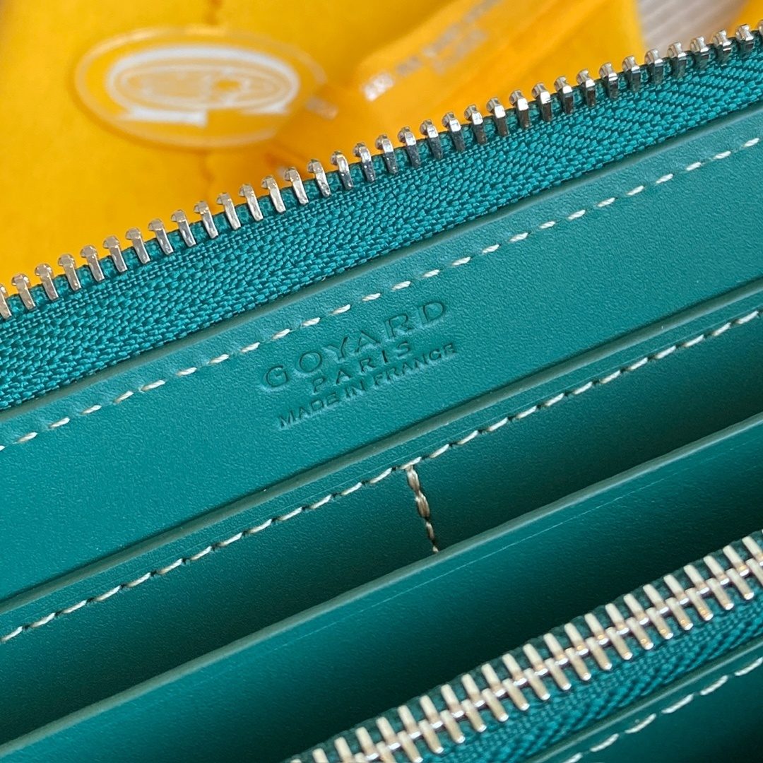 Goyard Matélassé Leather Zip Wallet Teal