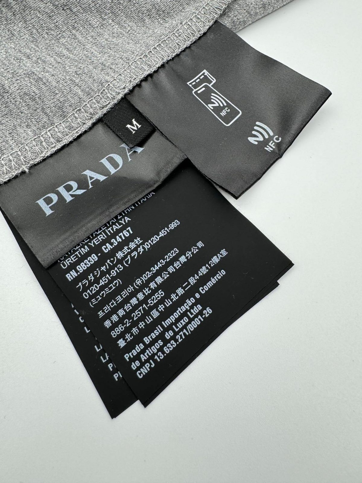 Prada Chest Triangle Logo T-Shirt Grey