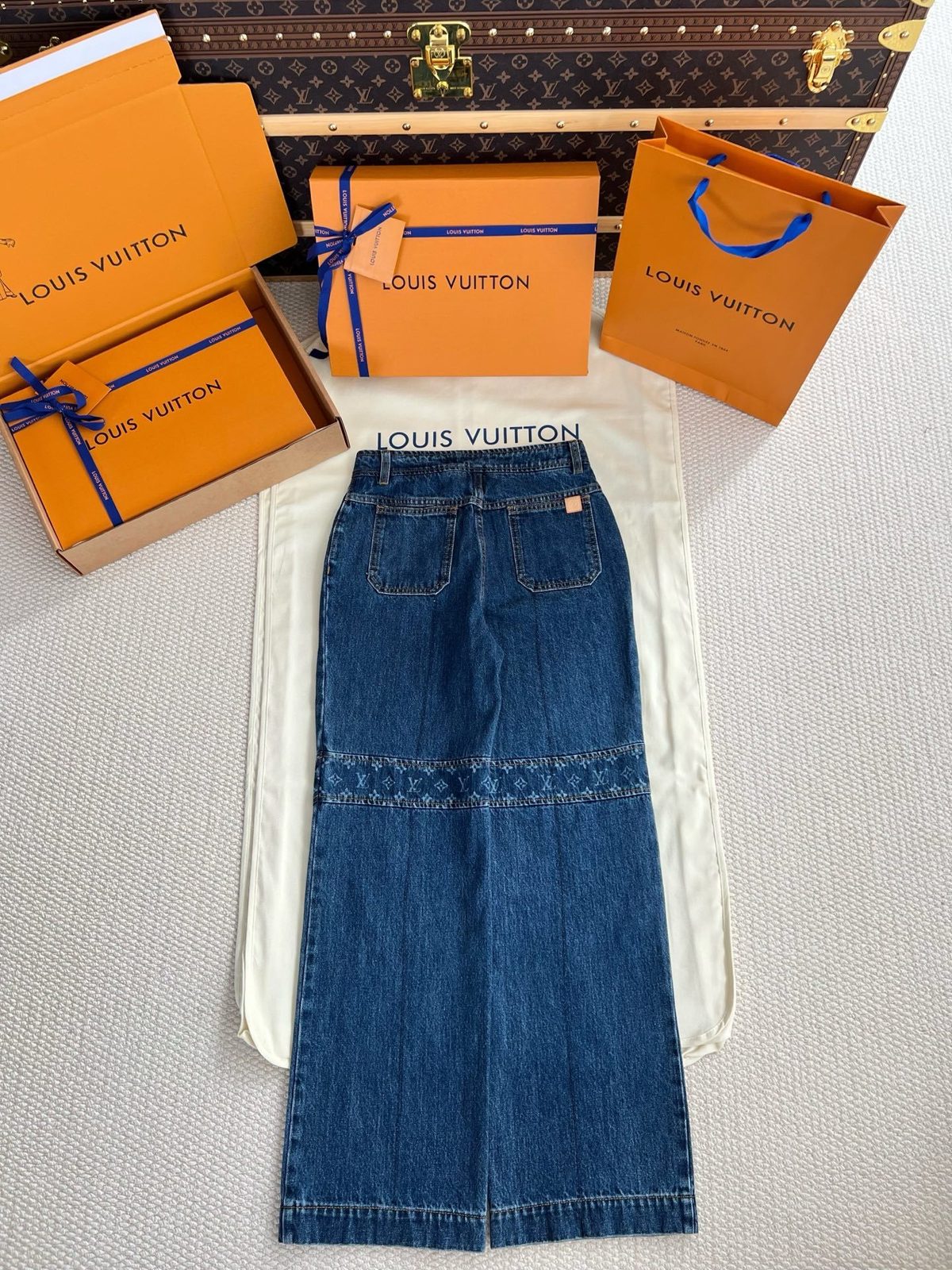 Louis Vuitton Monogram Denim Maxi Skirt