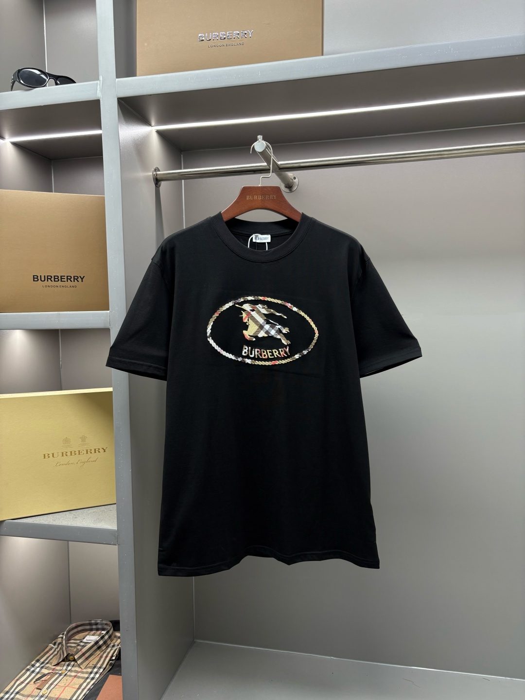 Burberry Equestrian Logo Black T-Shirt