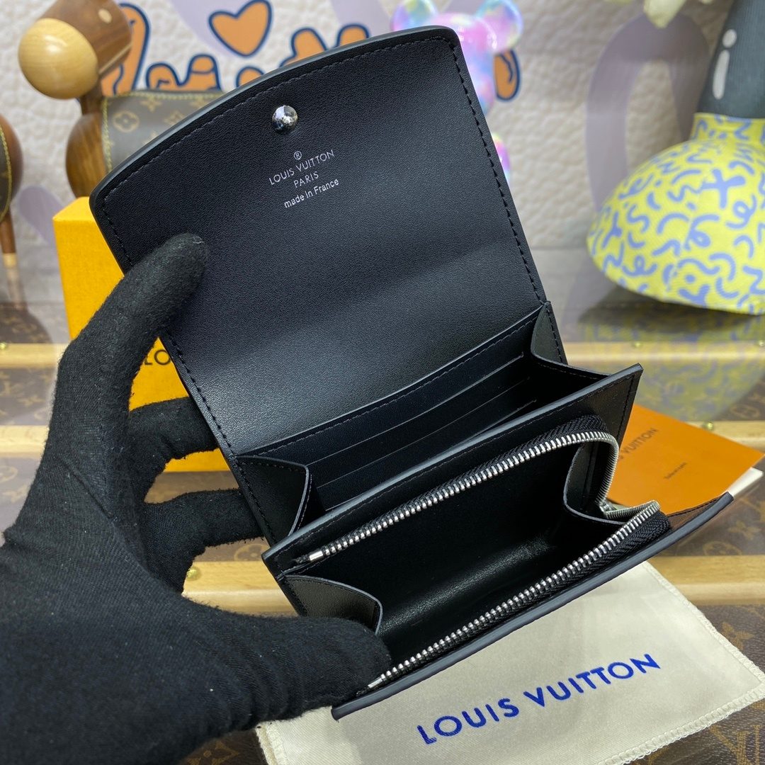 Louis Vuitton Black Leather Compact Wallet