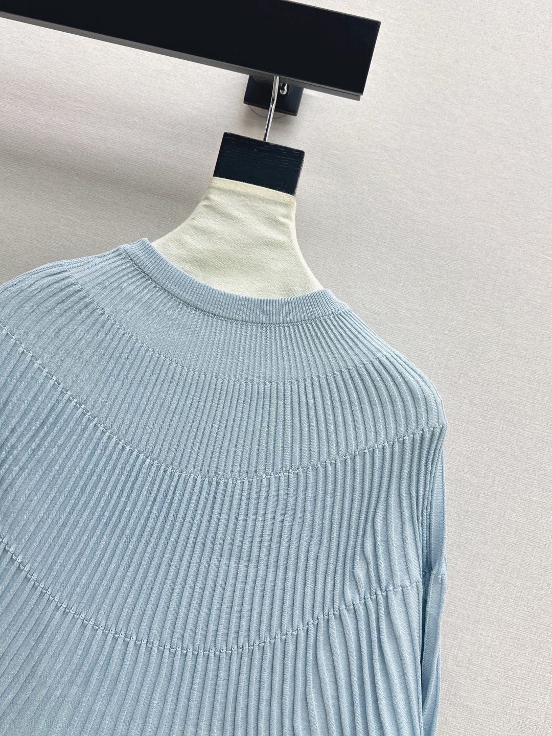 Light Blue Ribbed Crewneck Sweater