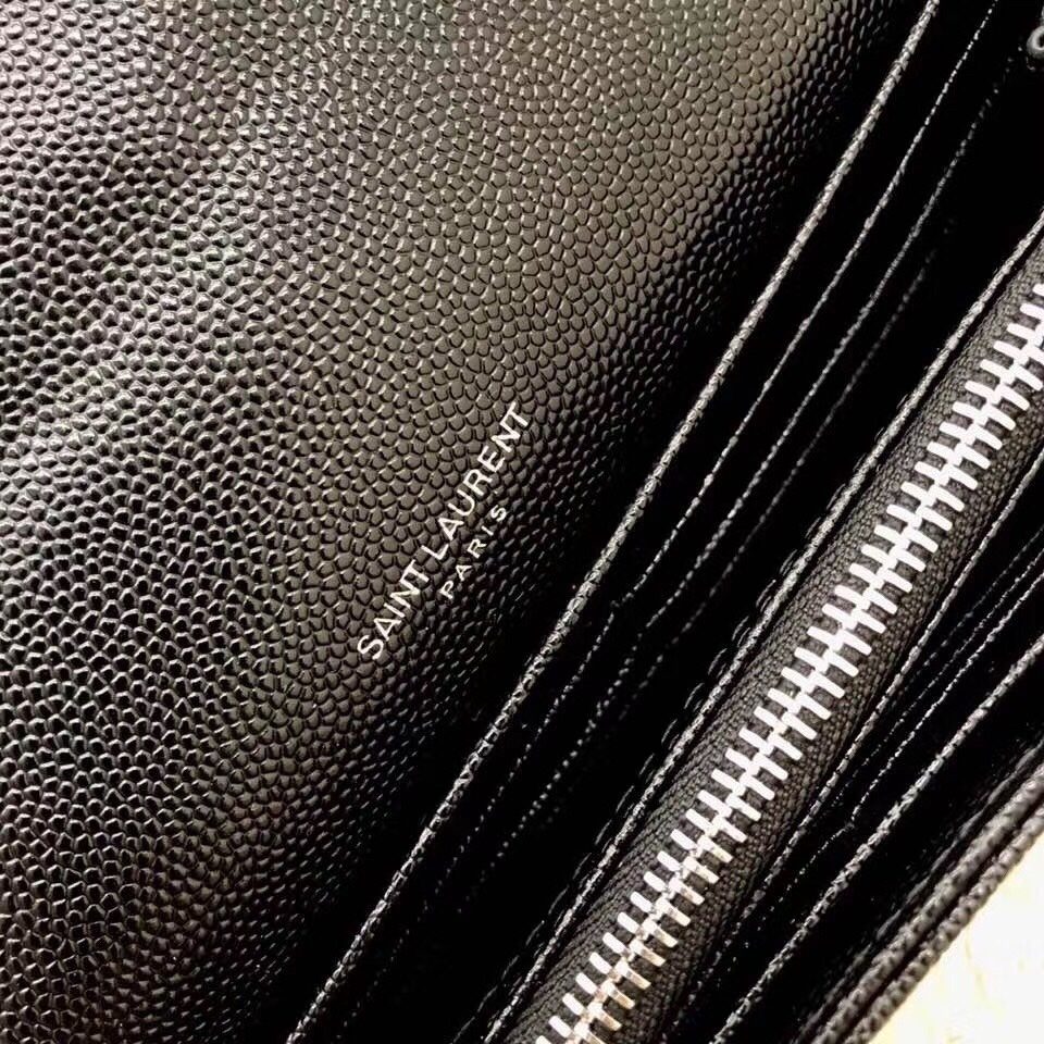 Saint Laurent Black Leather Continental Wallet